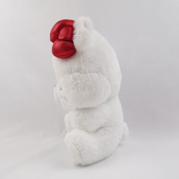 Hello Kitty Care Bears Plush Collab Cross-over Cheer Bear White Red Bow Whiskers - Picture 4 of 14